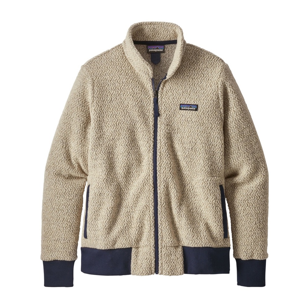 Patagonia Women's Cream and Navy Teddy Jacket